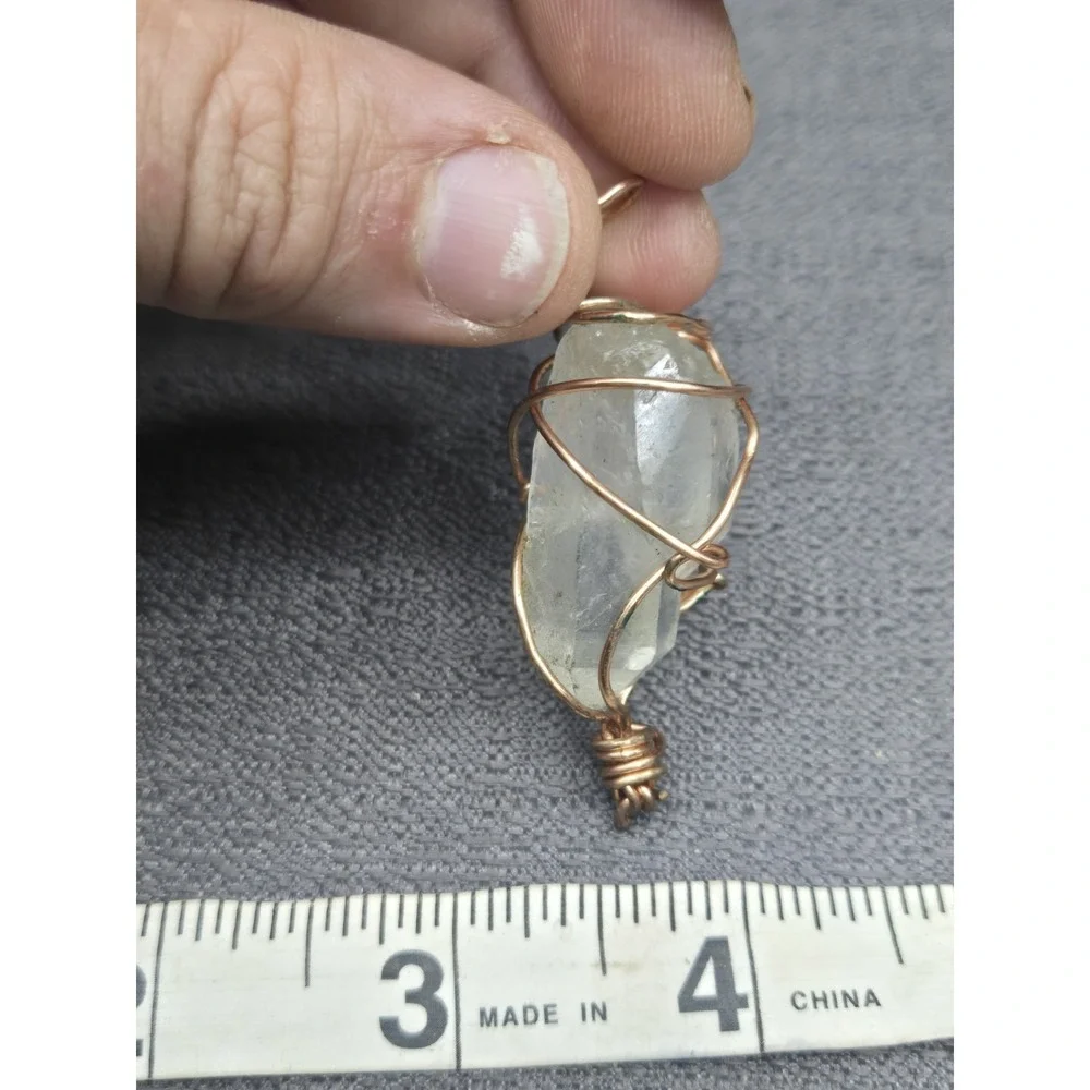 Wire Wrapped Clear‎ Quartz Crystal Pendant Handmade Copper Wire Wrapped Gemstone